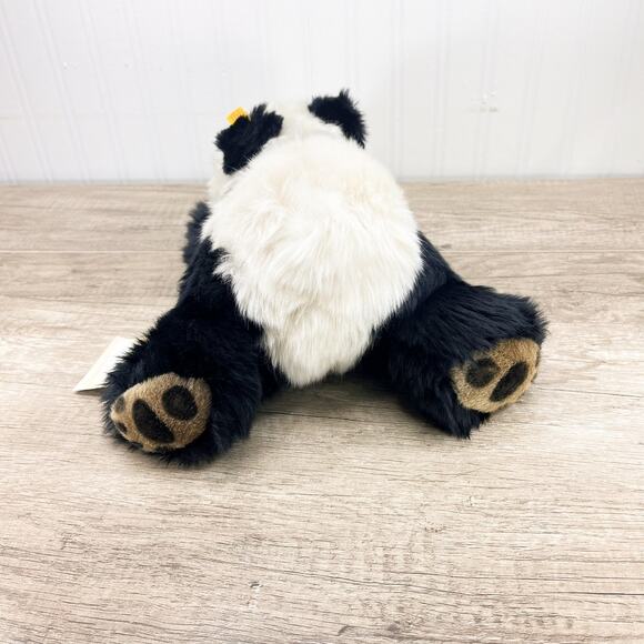 Steiff Manschli Black White Panda Bear Plush Toy Laying Down - Picture 10 of 13